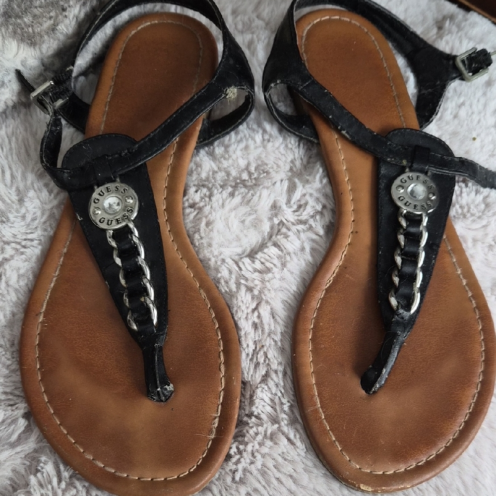 Guess Women's Black and Brown Sandals